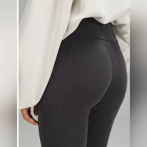 Lululemon Ribbed Softstreme Zip-Leg High-Rise Cropped Pant 25" Black Sz 2  NWT - Picture 4 of 11